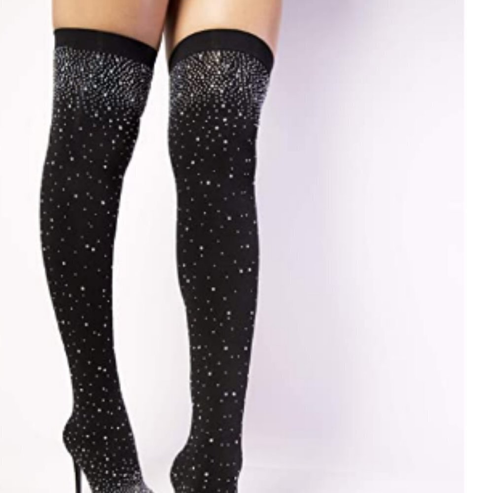Daphne Thigh High Over The Knee Boots, Peep Toe Stiletto Heel, Fashi - Picture 3 of 6